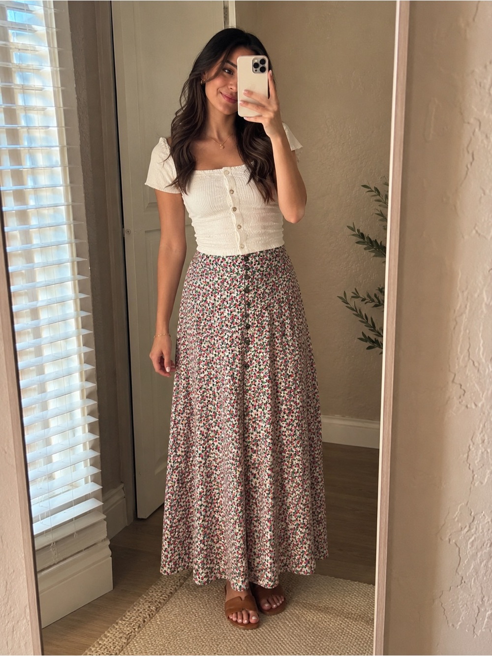 H&M Floral Maxi Skirt in Pink, Green & Cream - Picture 2 of 15
